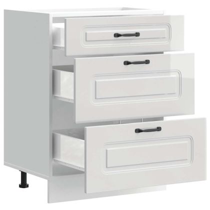 Кухненски шкаф "Kalmar" с висок гланц, бяло, инженерно дърво