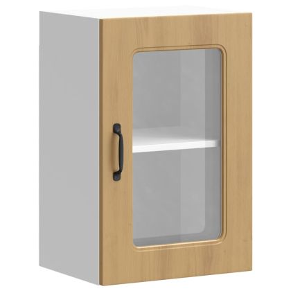 Кухненски стенен шкаф със стъклена врата "Kalmar" от дъб Artisan, инженерна дървесина