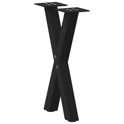 Крака за масичка за кафе, X-образни, 2 бр., черни, 38 x (42-43) см, стомана