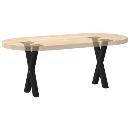 Крака за масичка за кафе, X-образни, 2 бр., черни, 38 x (42-43) см, стомана