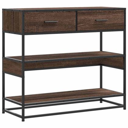 Конзолна маса, кафяв дъб, 90x35x80 см, инженерно дърво