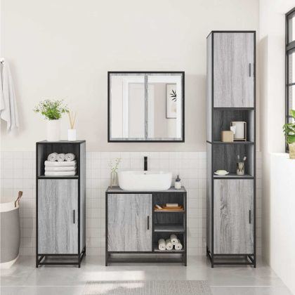 Шкаф за мивка в банята Grey Sonoma Инженерна дървесина