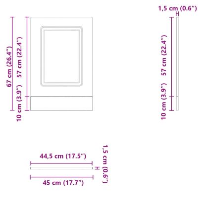 Панел за съдомиялна машина, Kalmar, бетонно сив, 45x1,5x57 см, инженерно дърво
