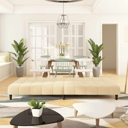 2-местно разтегателно канапе, кремаво, кадифе