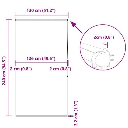 Ролетна щора за душ с касета 130x240 см Ширина на плата 126 см