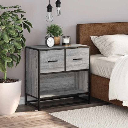Нощно шкафче Grey Sonoma 60x31x60 cm Обработено дърво и метал