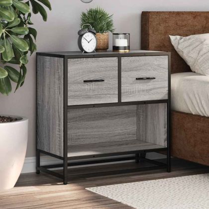 Нощно шкафче Grey Sonoma 60x31x60 cm Обработено дърво и метал