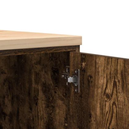 Гаражен шкаф за съхранение, опушен дъб, 60x51x85 см, бор масив