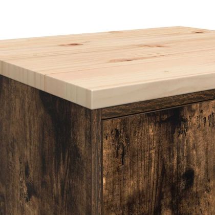 Гаражен шкаф за съхранение, опушен дъб, 60x51x85 см, бор масив