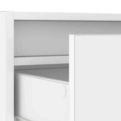 ТВ шкаф с LED осветление, бял, 100X35,5x25 см