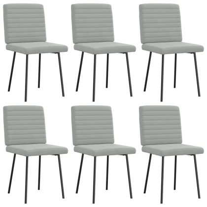 Трапезни столове, 6 бр, светлосиви, кадифе