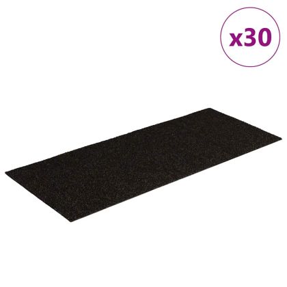 Изтривалки за стълби, самозалепващи се, 30 бр., 60x25 см, тъмнокафяви, правоъгълни