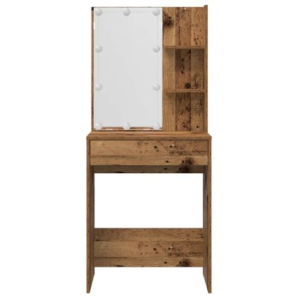 Комплект тоалетка с LED Старо дърво