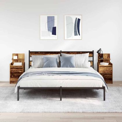 Нощни шкафчета с 2 чекмеджета 2 бр., старо дърво 38x34x80 см