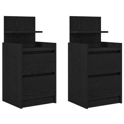 Нощни шкафчета с 2 чекмеджета 2 бр., черно 38x34x80 см