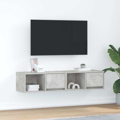ТВ шкафове 2 бр бетонно сиви 60x31x25,5 см инженерно дърво