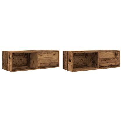 ТВ шкафове 2 бр Старо дърво 80x31x25,5 см инженерно дърво