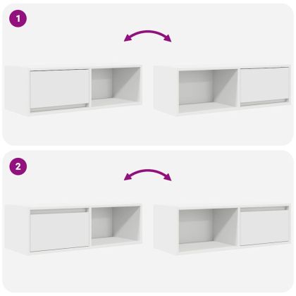 ТВ шкафове, 2 бр, бели, 80x31x25,5 см, инженерно дърво