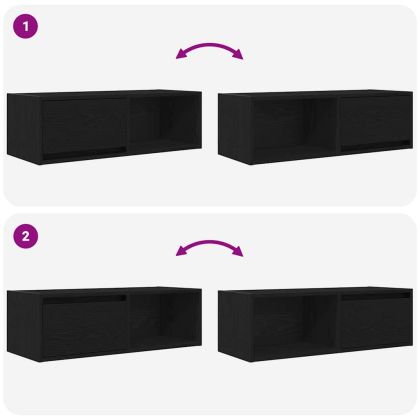 ТB шкафове, 2 бр, черен дъб, 80x31x25,5 см, инженерно дърво