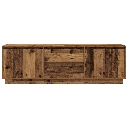 ТВ шкаф с LED осветление, старо дърво, 160,5x41x50 см