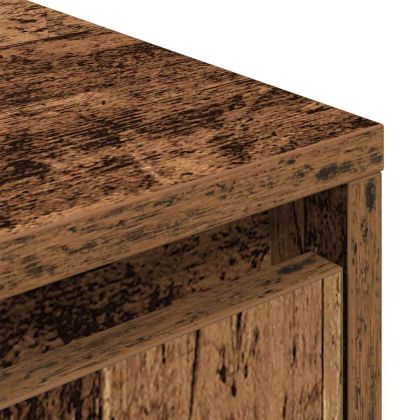 ТВ шкаф с LED осветление, старо дърво, 160,5x41x50 см