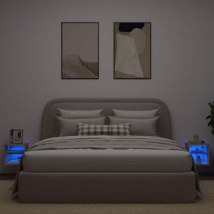 Стенни шкафове за телевизор с LED осветление 2 броя Дъб Artisan