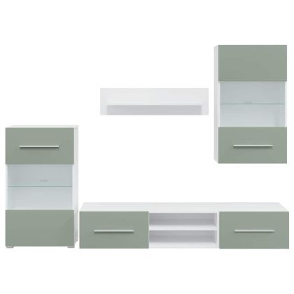 5 броя телевизори с LED Маслиненозелено инженерно дърво