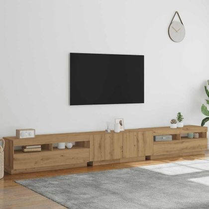 ТВ шкаф с LED осветление Дъб Artisan 300x35x40 cm