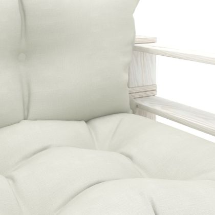 Градински палетен диван с бежови възглавници, дърво