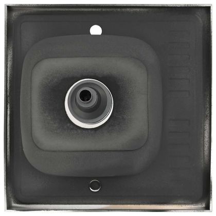 Кухненска мивка с отцедник, сребристо, 600x600x155 мм, инокс