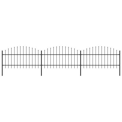 Градинска ограда с връх тип копие, стомана, 537x125 см, черна