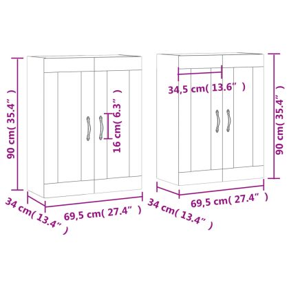 Стенни шкафове, 2 бр, дъб сонома, инженерно дърво