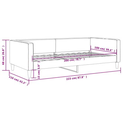 Кушетка, сива, 100x200 см, плат
