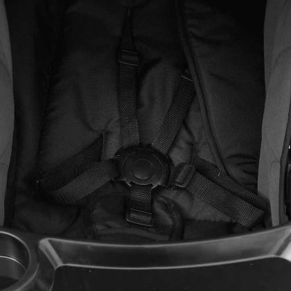 Бебешка количка 3-в-1, тъмносиво и черно, стомана