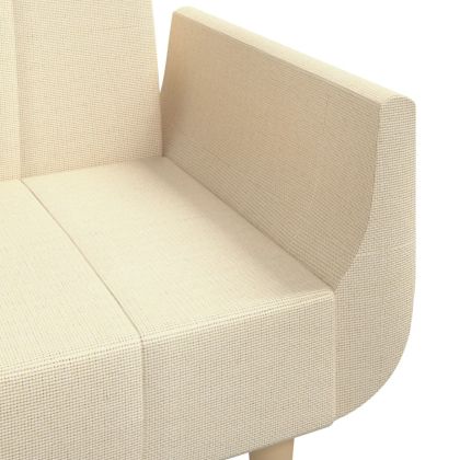 2-местно разтегателно канапе с две възглавници кремаво текстил