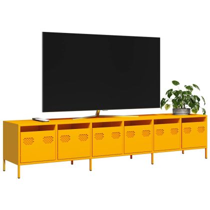 ТВ шкаф горчица жълто 202x39x43,5 см студеновалцувана стомана