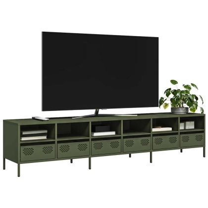 ТВ шкаф маслиненозелен 202x39x43,5 см студеновалцувана стомана