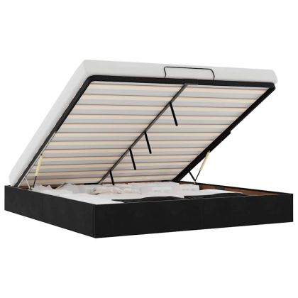 Османска рамка за легло без матрак, черна, 160x200 см, кадифе