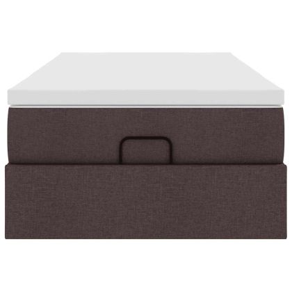 Османска легло с матрак, тъмнокафяво, 90x200 см, плат