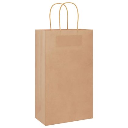 Хартиени торбички 50 бр с дръжки кафяви 21x11x36 см