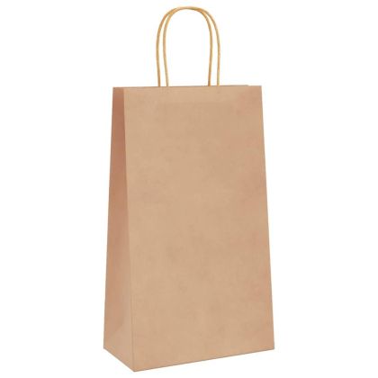 Хартиени торбички 50 бр с дръжки кафяви 21x11x36 см