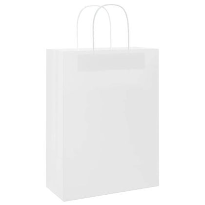 Хартиени торбички 50 бр с дръжки бели 32x22x28 см