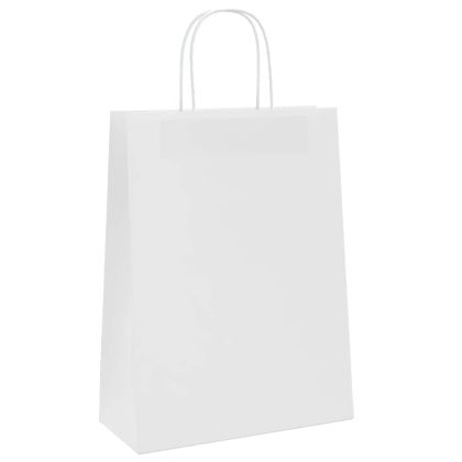 Хартиени торбички 50 бр с дръжки бели 32x22x28 см