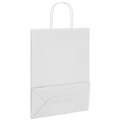 Хартиени торбички 50 бр с дръжки бели 32x22x28 см