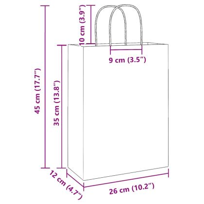 Хартиени торбички 50 бр с дръжки бели 32x22x28 см