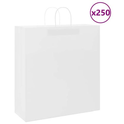 Хартиени торбички 250 бр с дръжки бели 45x17x48 см