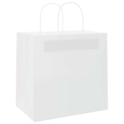 Хартиени торбички 250 бр с дръжки бели 26x17x25 см