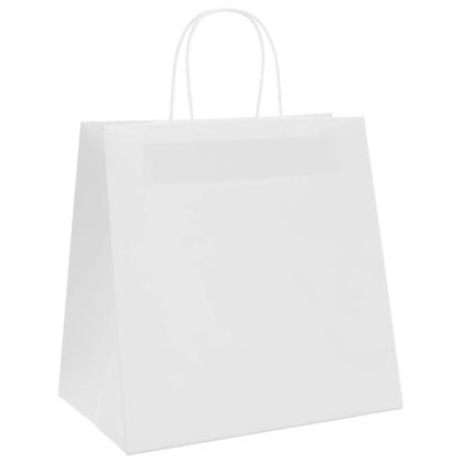 Хартиени торбички 250 бр с дръжки бели 26x17x25 см