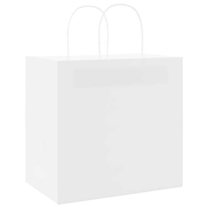 Хартиени торбички 250 бр с дръжки бели 26x17x25 см