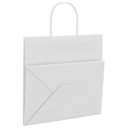 Хартиени торбички 250 бр с дръжки бели 26x17x25 см